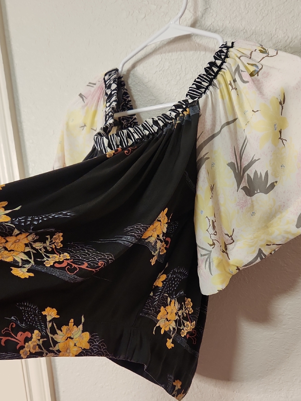 Free People Rockin Rochelle Silky Off-Shoulder Floral Blouse - Picture 5 of 5